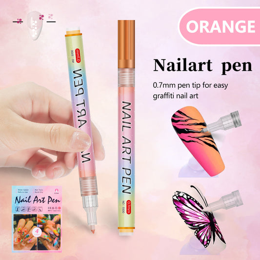Orange 0.7mm Nail Art Doodle Pen 12 Sticks- Single Color Acrylic Marker for Nail Design, No-Bake V888-ELOSUNG28323