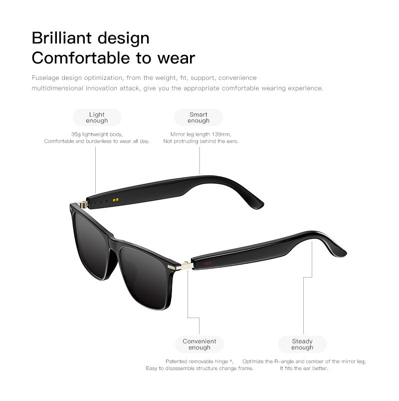 Transparent Smart Bluetooth Audio Sunglasses - Hands-Free Calls & Music Streaming Eyewear V888-ELOSUNG28338