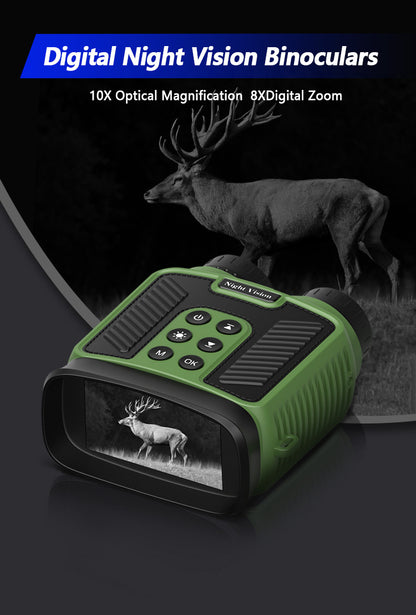 Green 4K Ultra HD Digital Night Vision Binoculars - Infrared Scope for Hunting & Outdoor Observation V888-ELOSUNG28343