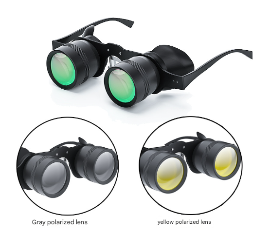 10x Telescope + Red Polarised + Grey Polarised Lens 10x HD Fishing Binocular Glasses - Polarized Zoom for V888-ELOSUNG28354