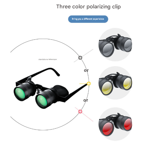 10x Telescope + Tri-colour Polarised Lens 10x HD Fishing Binocular Glasses - Polarized Zoom for Float Watching V888-ELOSUNG28355