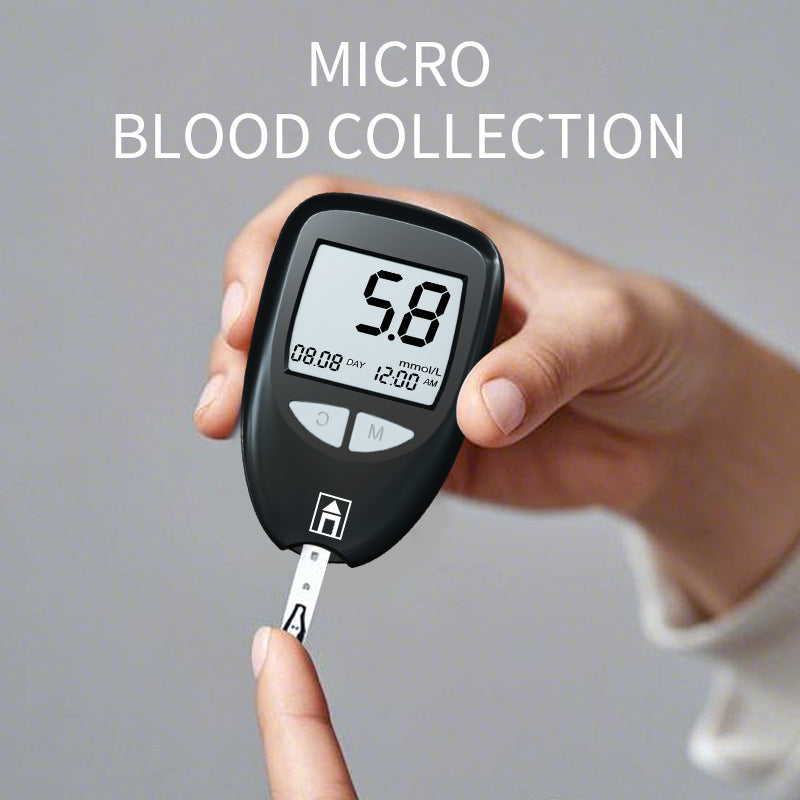 Black Home Blood Glucose Meter - English Version Medical Automatic Blood Sugar Tester with Strips V888-ELOSUNG28356