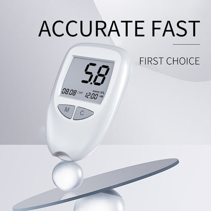 White Home Blood Glucose Meter - English Version Medical Automatic Blood Sugar Tester with Strips V888-ELOSUNG28357