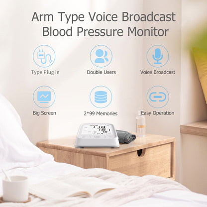 White Smart Upper Arm Blood Pressure Monitor - Medical Automatic BP Machine for Export V888-ELOSUNG28358