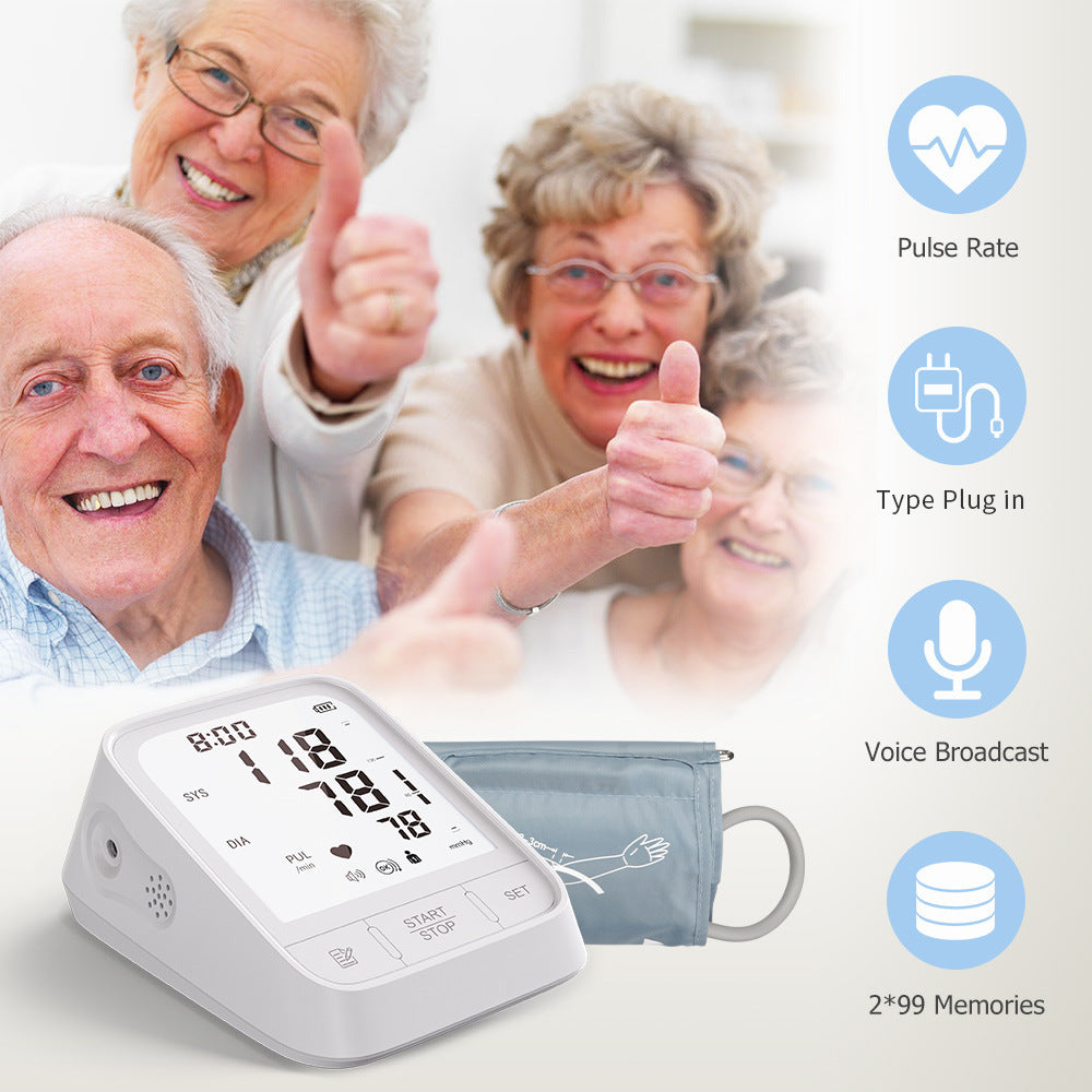 White Smart Upper Arm Blood Pressure Monitor - Medical Automatic BP Machine for Export V888-ELOSUNG28358