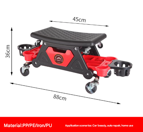 Divided Cup Holder Auto Repair Polishing Stool - Detachable Seat Car Wash Tool Creeper Stool V888-ELOSUNG28369