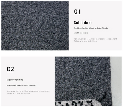 Blue Cute Korean-Style Wool Scarf with Dog Design - Unisex Knitted Winter Neck Wrap V888-ELOSUNG28387