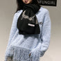 Black Cute Korean-Style Wool Scarf with Dog Design - Unisex Knitted Winter Neck Wrap V888-ELOSUNG28388