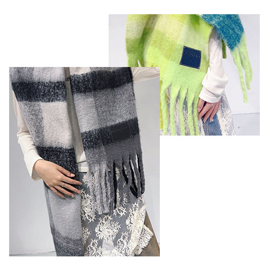 Blue Classic Plaid Faux Cashmere Winter Scarf - Warm and Stylish 50 x 180 cm Design V888-ELOSUNG28401