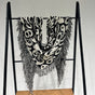 Black-white Luxurious Fringe Wool and Lambswool Scarf for Women - Thick Warm 60 x 170 cm Shawl V888-ELOSUNG28404