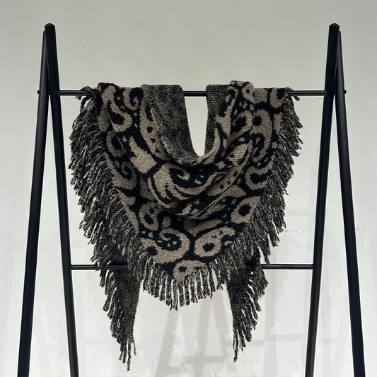 Brown Luxurious Fringe Wool and Lambswool Scarf for Women - Thick Warm 60 x 170 cm Shawl V888-ELOSUNG28406
