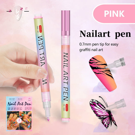 Pink 0.7mm Nail Art Doodle Pen 12 Sticks- Single Color Acrylic Marker for Nail Design, No-Bake V888-ELOSUNG28410