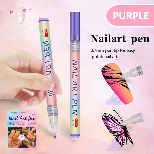 Purple 0.7mm Nail Art Doodle Pen 12 Sticks- Single Color Acrylic Marker for Nail Design, No-Bake V888-ELOSUNG28413