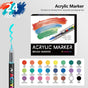 24 Colour Set Vibrant Cyan Acrylic Marker with Soft Brush Tip - 13.8 cm Professional Art Pen V888-ELOSUNG28415