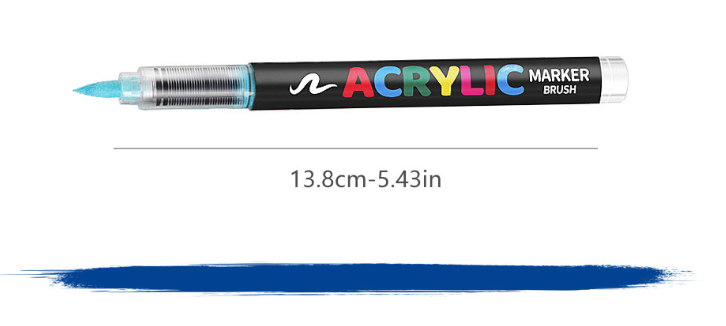 36 Colour Set Vibrant Cyan Acrylic Marker with Soft Brush Tip - 13.8 cm Professional Art Pen V888-ELOSUNG28416