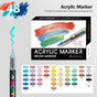 48 Colour Set Vibrant Cyan Acrylic Marker with Soft Brush Tip - 13.8 cm Professional Art Pen V888-ELOSUNG28417