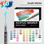 60 Colour Set Vibrant Cyan Acrylic Marker with Soft Brush Tip - 13.8 cm Professional Art Pen V888-ELOSUNG28418