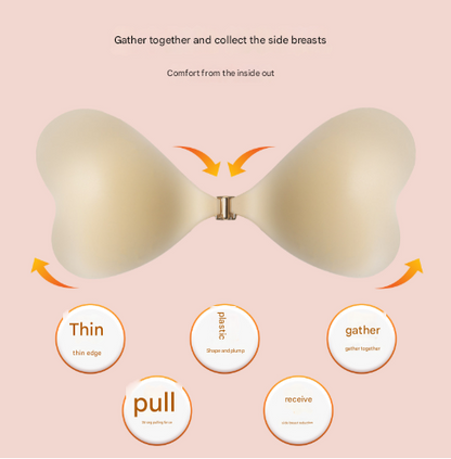 Size S [A cup] Two Pairs Light Skin Colour Heart-Shaped Silicone Breast Sticker - Thin Invisible Push-Up for V888-ELOSUNG28430