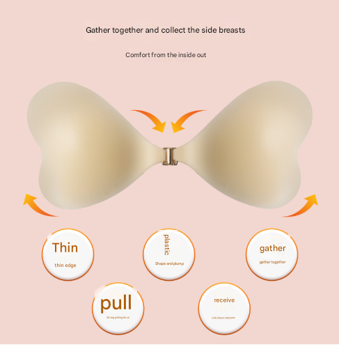 Size S [A cup] Two Pairs Light Skin Colour Heart-Shaped Silicone Breast Sticker - Thin Invisible Push-Up for V888-ELOSUNG28430