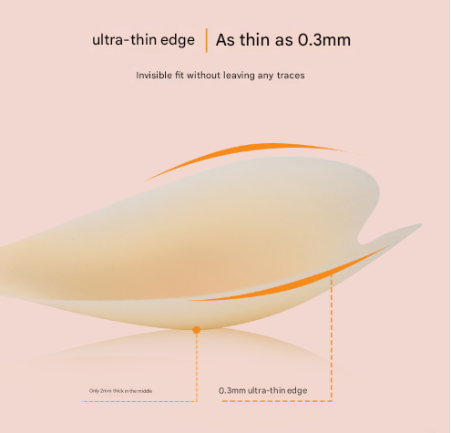 Size S [A cup] Two Pairs Light Skin Colour Heart-Shaped Silicone Breast Sticker - Thin Invisible Push-Up for V888-ELOSUNG28430