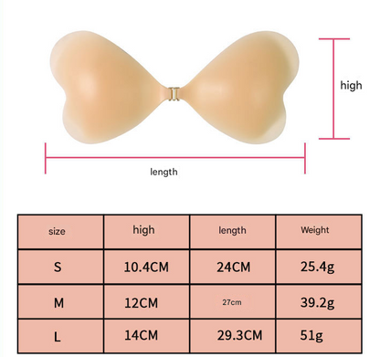 Size S [A cup] Two Pairs Light Skin Colour Heart-Shaped Silicone Breast Sticker - Thin Invisible Push-Up for V888-ELOSUNG28430