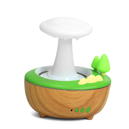 Light Woodgrain Raindrop Mushroom Aroma Diffuser - 280mL Ultrasonic Humidifier with Colorful Lights V888-ELOSUNG28444