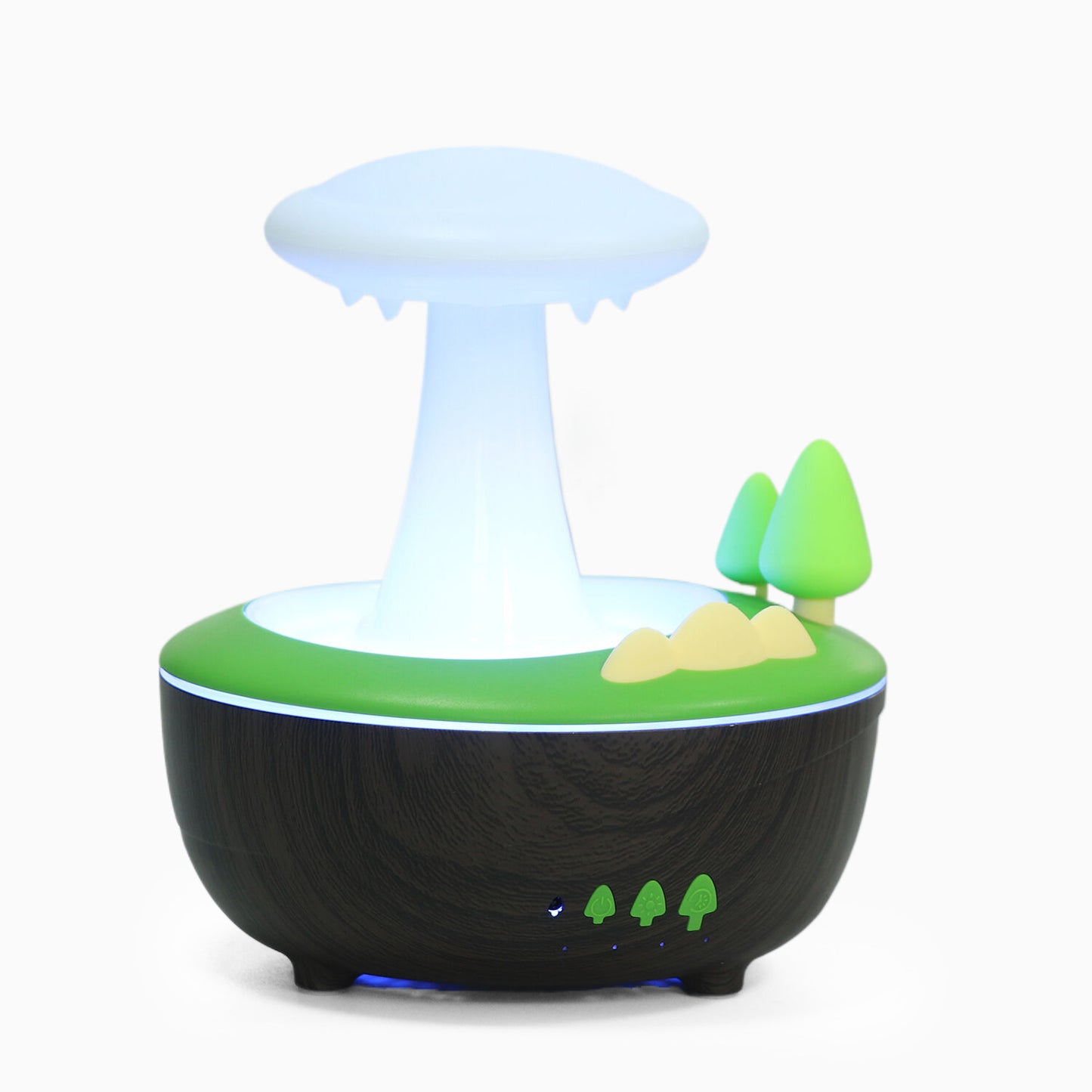 Dark Woodgrain Raindrop Mushroom Aroma Diffuser - 280mL Ultrasonic Humidifier with Colorful Lights V888-ELOSUNG28445
