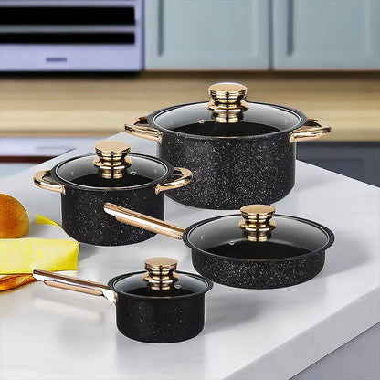 8-Piece Stainless Steel Cookware Set with Maifan Stone Non-Stick Coating V888-ELOSUNG28461