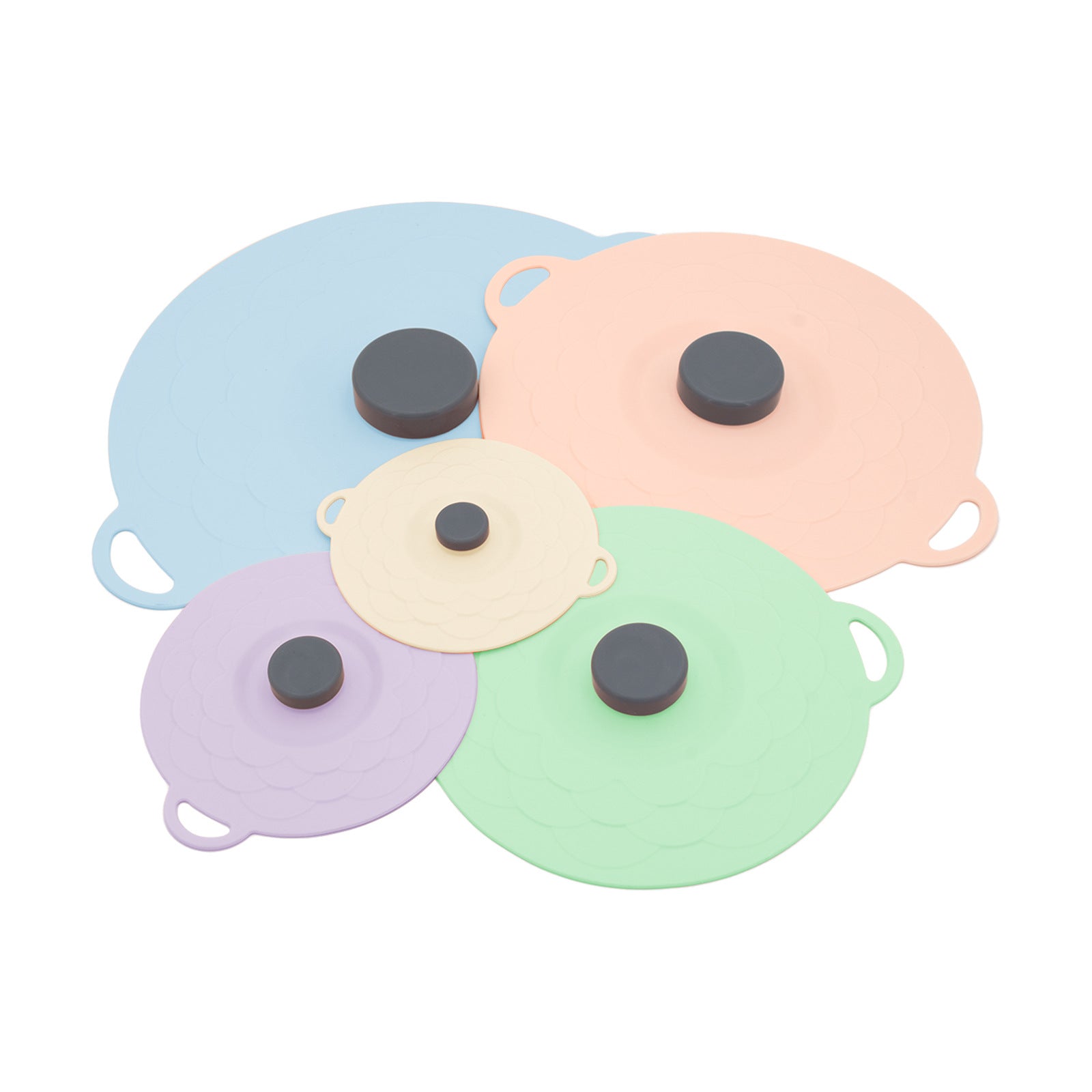 Multicolor Two-Set Five-Piece Silicone Fresh-Keeping Lids - Heat-Resistant, Anti-Spill, and Dust-Proof V888-ELOSUNG28462