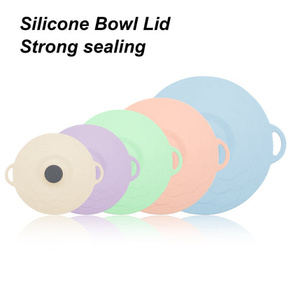 Pink Two-Set Five-Piece Silicone Fresh-Keeping Lids - Heat-Resistant, Anti-Spill, and Dust-Proof V888-ELOSUNG28463