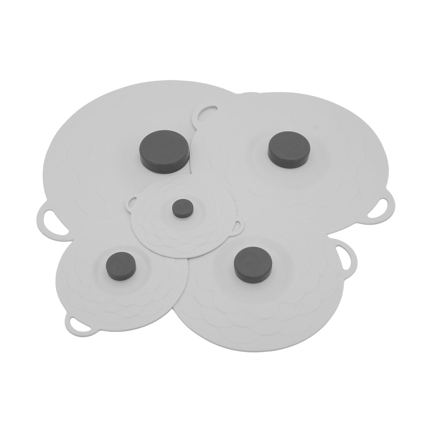 Grey Two-Set Five-Piece Silicone Fresh-Keeping Lids - Heat-Resistant, Anti-Spill, and Dust-Proof V888-ELOSUNG28464