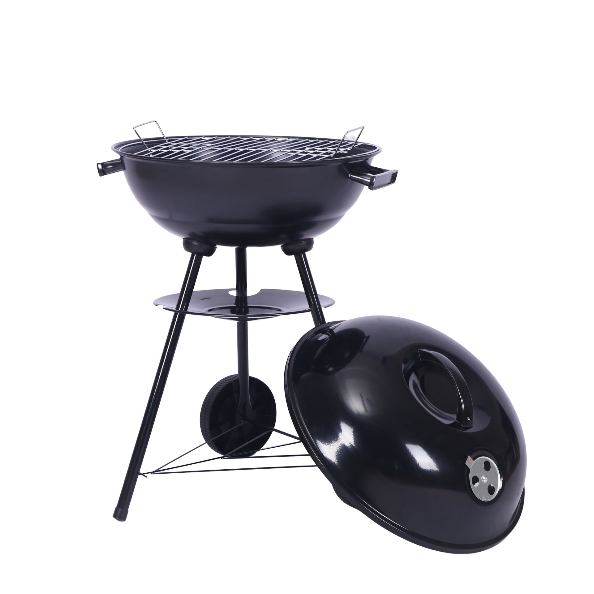 Outdoor Folding Apple-Shaped Stainless Steel Charcoal Barbecue Grill - 41cm Grill Net V888-ELOSUNG28465