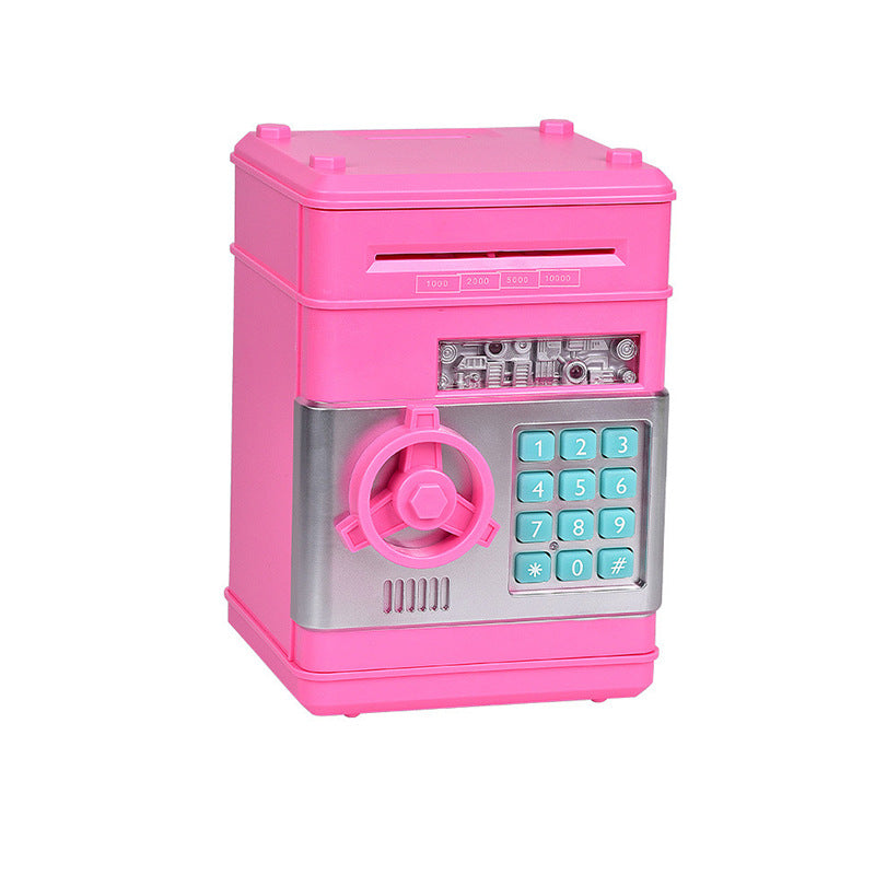 Pink Children's Mini Safe Piggy Bank with Fingerprint and Password Lock V888-ELOSUNG28467