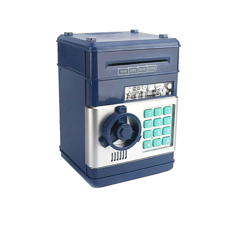 Dark Blue Children's Mini Safe Piggy Bank with Fingerprint and Password Lock V888-ELOSUNG28468