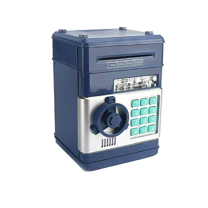 Dark Blue Children's Mini Safe Piggy Bank with Fingerprint and Password Lock V888-ELOSUNG28468
