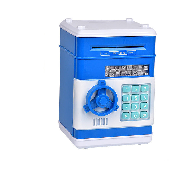 Blue Children's Mini Safe Piggy Bank with Fingerprint and Password Lock V888-ELOSUNG28469