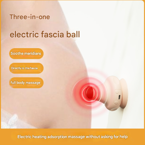 Black [Stone + Hot Compress] Silicone Fascial Massage Ball with Suction - Muscle Relaxation for Yoga and V888-ELOSUNG28488