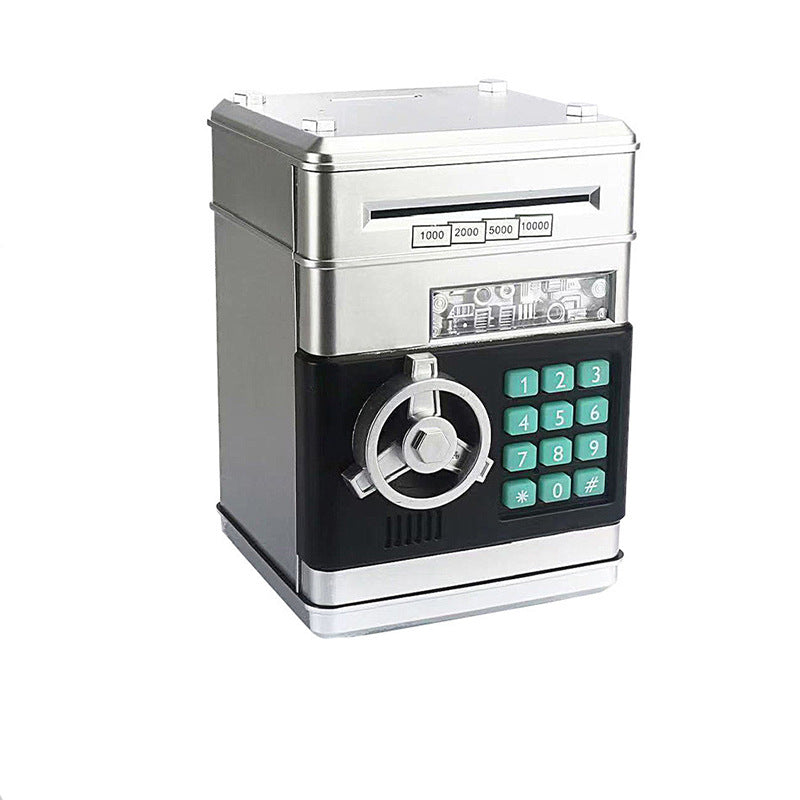 Silver Children's Mini Safe Piggy Bank with Fingerprint and Password Lock V888-ELOSUNG28507