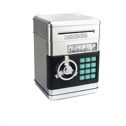Silver Children's Mini Safe Piggy Bank with Fingerprint and Password Lock V888-ELOSUNG28507