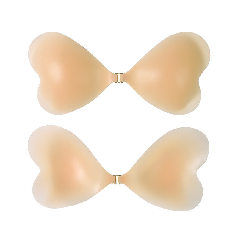 Size S [A cup] Two Pairs Pink Skin Colour Heart-Shaped Silicone Breast Sticker - Thin Invisible Push-Up for V888-ELOSUNG28508