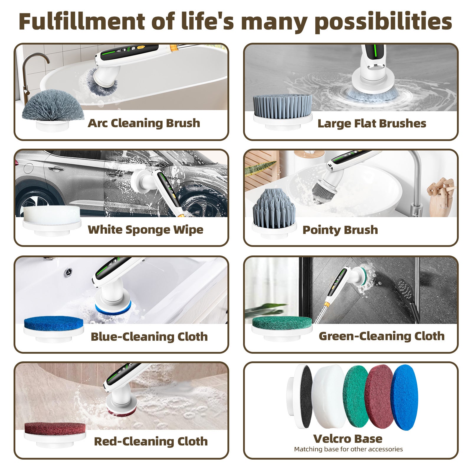 Home Luxury Style Powerful Torque Silent Extendable Smart-Sensing Electric Cleaning Brush V888-ELOSUNG28525
