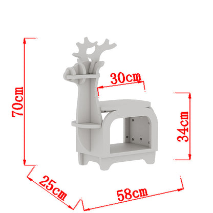 White Small Creative Reindeer-Shaped Solid Wood Bookshelf for Kids V888-ELOSUNG28533