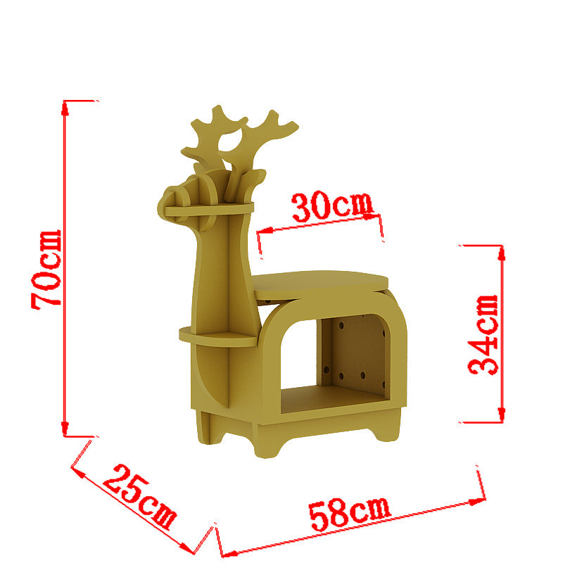 Yellow Small Creative Reindeer-Shaped Solid Wood Bookshelf for Kids V888-ELOSUNG28534