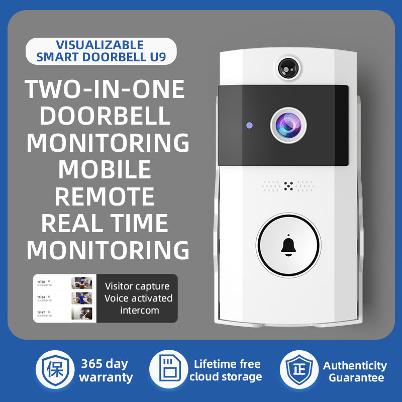 Transparent Rain Cover + Doorbell Combination HD Wireless Video Doorbell with Long-Lasting Battery V888-ELOSUNG28551