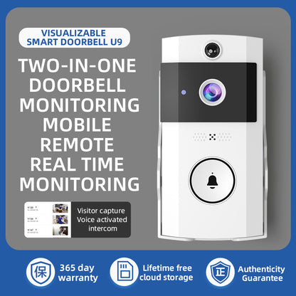Transparent Rain Cover + Doorbell Combination HD Wireless Video Doorbell with Long-Lasting Battery V888-ELOSUNG28551