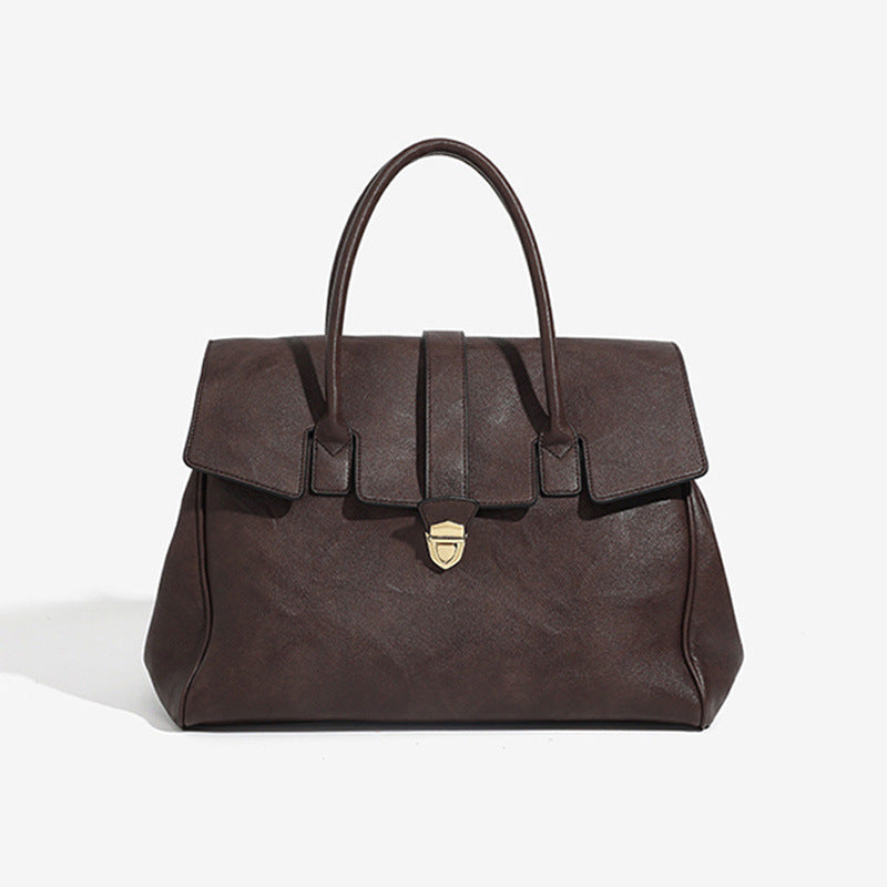 Coffee Brown Spacious Women's PU Leather Tote Bag with Laptop Compartment V888-ELOSUNG28569