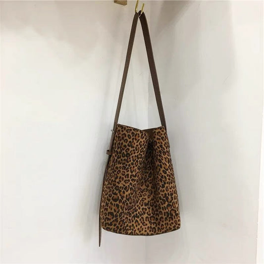leopard Print Vintage Leopard Suede Bucket Bag for Women with Crossbody Strap V888-ELOSUNG28575
