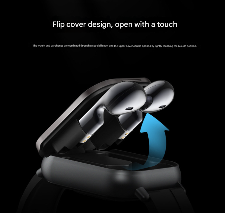 Silver Steel 2-in-1 Bluetooth Smartwatch with Integrated Earbuds for Sports V888-ELOSUNG28583