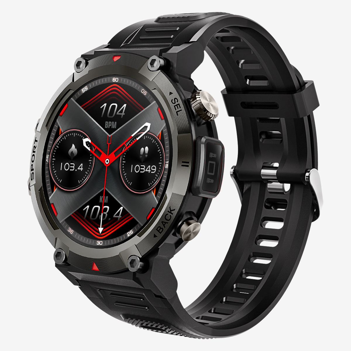 Black Outdoor Smartwatch with 1.45-Inch HD Round Screen and Flashlight V888-ELOSUNG28596