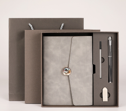 Grey Premium A5 Three-Fold Notebook Gift Set with 16GB USB and Pen V888-ELOSUNG28600